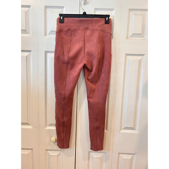 Spanx Faux Suede Leggings Rich Rose Size Large - Picture 3 of 7